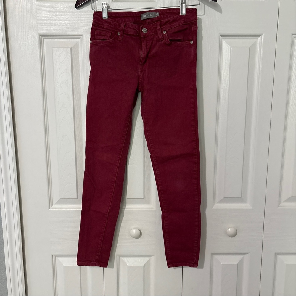 Just USA Women's Maroon Skinny Jeans